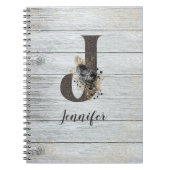 Mit Monogramm Elegante Moderne Goth Black Rose J Notizblock (Vorderseite)