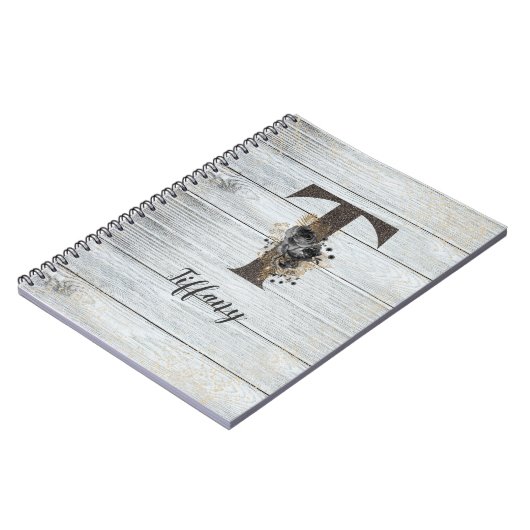 Mit Monogramm Elegante Moderne Goth Black Rose T Notizblock (Linke Seite)