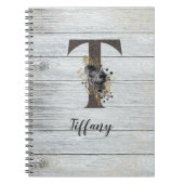 Mit Monogramm Elegante Moderne Goth Black Rose T Notizblock (Vorderseite)