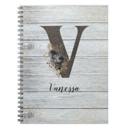 Mit Monogramm Elegante Moderne Goth Black Rose V Notizblock