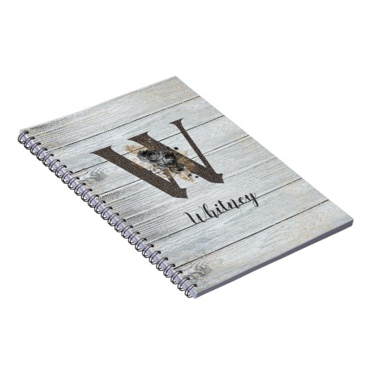 Mit Monogramm Elegante Moderne Goth Black Rose W Notizblock (Rechte Seite)