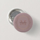 Mit Monogramm Elegante Moderne Rose Gold Template Button (Vorne & Hinten)