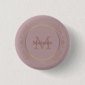 Mit Monogramm Elegante Moderne Rose Gold Template Button (Vorderseite)