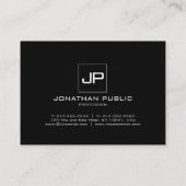 Mit Monogramm Elegante Moderne Schwarz-weiße Vorla Visitenkarte (Rückseite)
