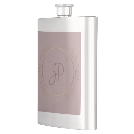 Mit Monogramm elegante Rose Gold Template Trendy Flachmann (Links)