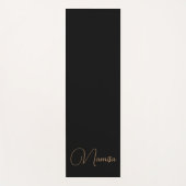 Mit Monogramm, elegante Schwarz- und Goldfeminine Yogamatte (Vorderseite)