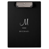 Mit Monogramm elegante Schwarz-weiße Vorlage Klemmbrett (Vorderseite)