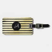 Mit Monogramm, elegante schwarze Goldfolienfarbe g Gepäckanhänger (Vorderseite horizontal)