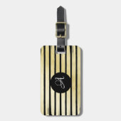 Mit Monogramm, elegante schwarze Goldfolienfarbe g Gepäckanhänger (Vorderseite vertikal)