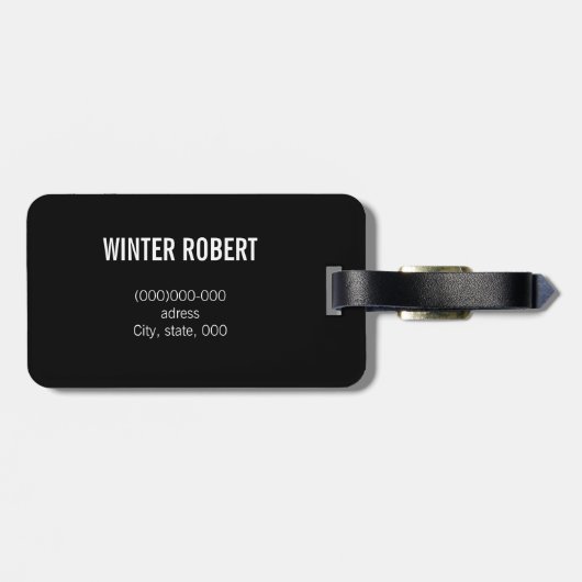 Mit Monogramm, elegante schwarze Goldfolienfarbe g Gepäckanhänger (Rückseite horizontal)