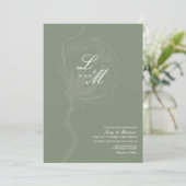 Mit Monogramm, elegante Script Cotton Blume Weddin Einladung (Stehend Vorderseite)