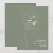 Mit Monogramm, elegante Script Cotton Blume Weddin Einladung (Vorne/Hinten)