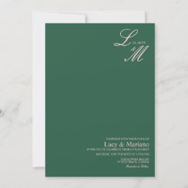 Mit Monogramm, elegante Script Green Beige Wedding Einladung