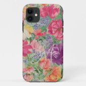 Mit Monogramm Elegante Sommerblüten Wasserfarbe Case-Mate iPhone Hülle (Rückseite)