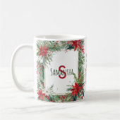 Mit Monogramm Elegante Weihnachts-Botanicals Kaffeetasse (Links)