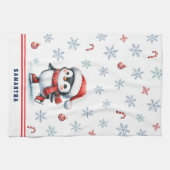 Mit Monogramm Elegante Weihnachts-Ice Skaten Pengu Geschirrtuch (Horizontal)