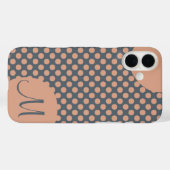 Mit Monogramm Eleganter Peach Pink Polka Dot Case-Mate iPhone Hülle (Rückseite (Horizontal))