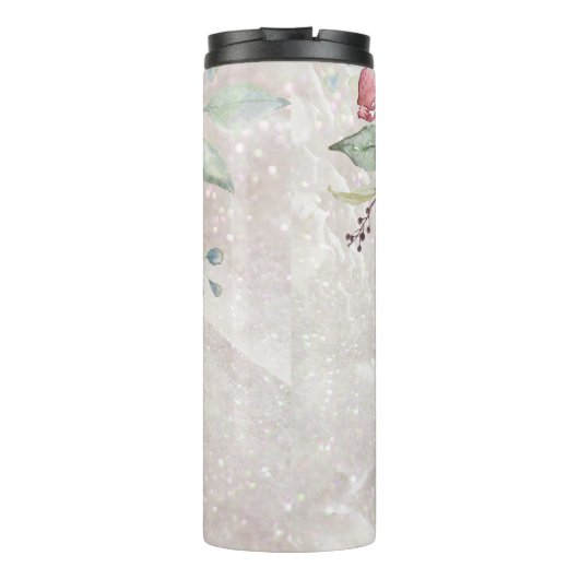 Mit Monogramm eleganter rosa Rosenstöckner Marmor Thermosbecher (Rückseite)