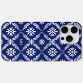 Mit Monogramm elegantes Blau- und Weißblumenmuster Case-Mate iPhone Hülle (Rückseite (Horizontal))