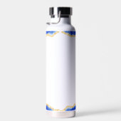 Mit Monogramm elegantes blaues Agate-Marmormuster Trinkflasche (Rechts)