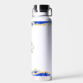 Mit Monogramm elegantes blaues Agate-Marmormuster Trinkflasche (Rückseite)