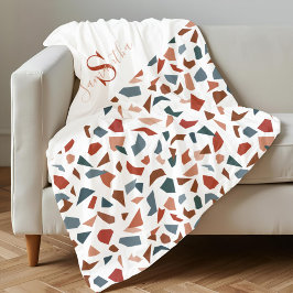 Mit Monogramm elegantes braunes Muster Fleecedecke