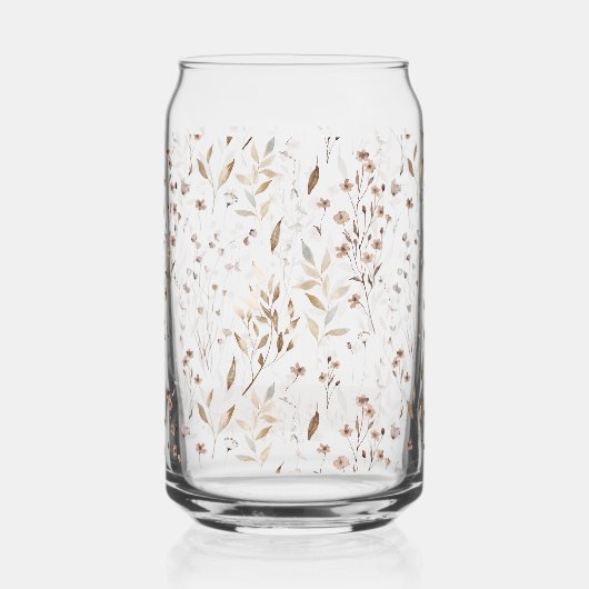 Mit Monogramm elegantes Brown Floral Botanisch Dosenglas (Rückseite)