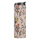 Mit Monogramm elegantes feminines Blumenmuster pin Thermosbecher (Nach links gedreht)