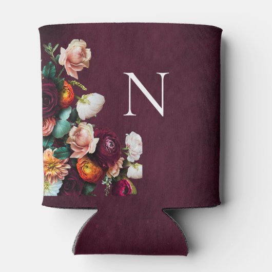 Mit Monogramm elegantes florales Botanisches Moder Dosenkühler (Rückseite)