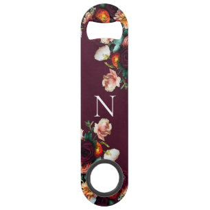 Mit Monogramm elegantes florales Botanisches Moder Speed Flaschenöffner