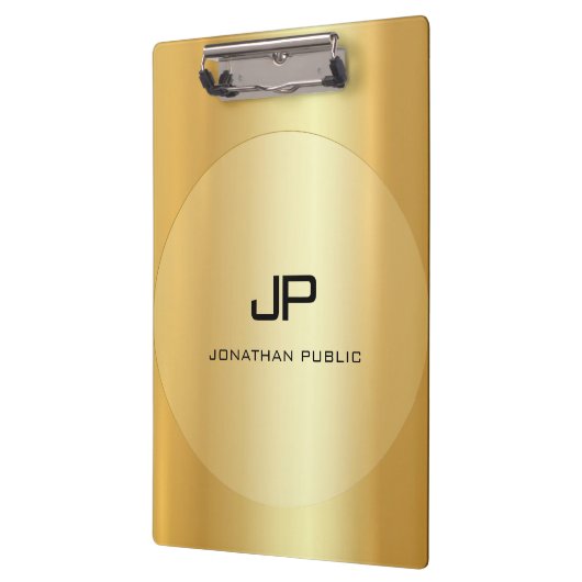 Mit Monogramm, elegantes Gold Look Klemmbrett (Links)
