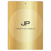 Mit Monogramm, elegantes Gold Look Klemmbrett (Rückseite)