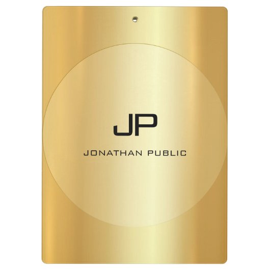 Mit Monogramm, elegantes Gold Look Klemmbrett (Rückseite)