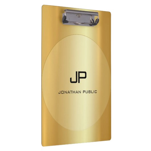 Mit Monogramm, elegantes Gold Look Klemmbrett (Rechts)