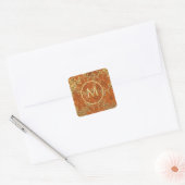 Mit Monogramm Elegantes Gold Quadratischer Aufkleber (Umschlag)