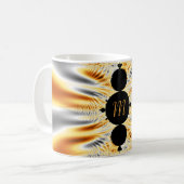 Mit Monogramm elegantes Golden Orange & Silver Fra Kaffeetasse (Vorderseite Links)