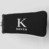 Mit Monogramm, elegantes Golferschwarz personalisi Golf Headcover (Vorderseite)