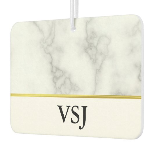 Mit Monogramm elegantes Imitat Weißer Marmor Autolufterfrischer (Links)