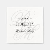 Mit Monogramm elegantes Minimalistisches Bacherlor Serviette (Vorderseite)