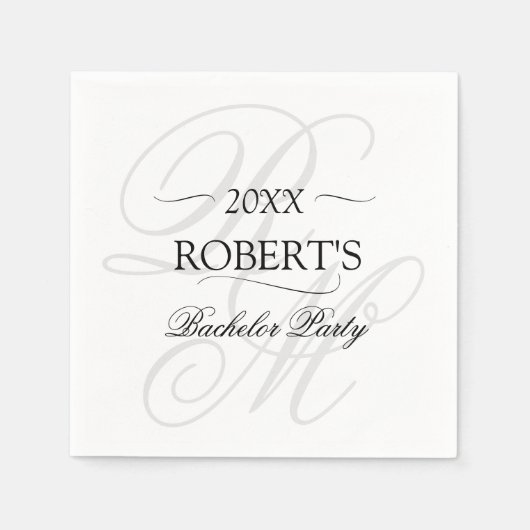 Mit Monogramm elegantes Minimalistisches Bacherlor Serviette (Vorderseite)