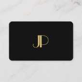 mit Monogramm elegantes, modernes Schwarzes Gold-T Visitenkarte (Vorderseite)