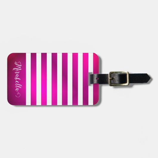 Mit Monogramm elegantes Rosa Bright Gepäckanhänger (Vorderseite horizontal)