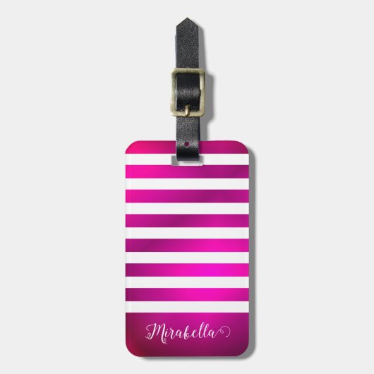 Mit Monogramm elegantes Rosa Bright Gepäckanhänger (Vorderseite vertikal)