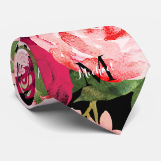 Mit Monogramm, elegantes Rosa Schwarz Krawatte
