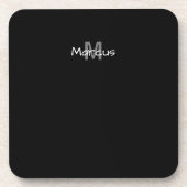 Mit Monogramm Elegantes Schwarz Getränkeuntersetzer (Vorderseite)