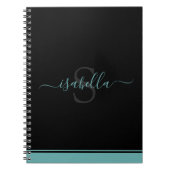 Mit Monogramm Elegantes Skript Aquamarin Notizblock (Vorderseite)