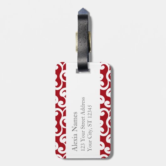 Mit Monogramm Elemente in Kirschrot Gepäckanhänger (Rückseite vertikal)