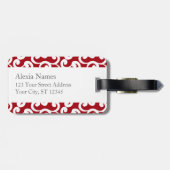 Mit Monogramm Elemente in Kirschrot Gepäckanhänger (Rückseite horizontal)