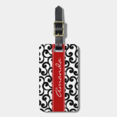 Mit Monogramm Elemente in Weiß und Ebony Gepäckanhänger (Vorderseite vertikal)