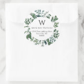 Mit Monogramm Emerald Forest Foliage-Rücksendeadre Runder Aufkleber (Tasche)